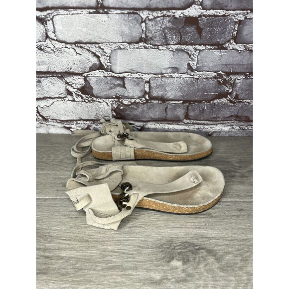 Free People Grey Suede Leather Collins Thong Chain Strappy Sandals Women 37EU/6M - Picture 16 of 16